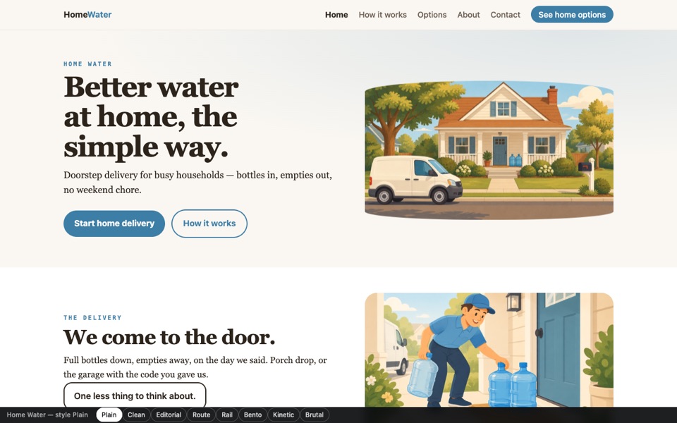 Screenshot of Home Water — illustrated