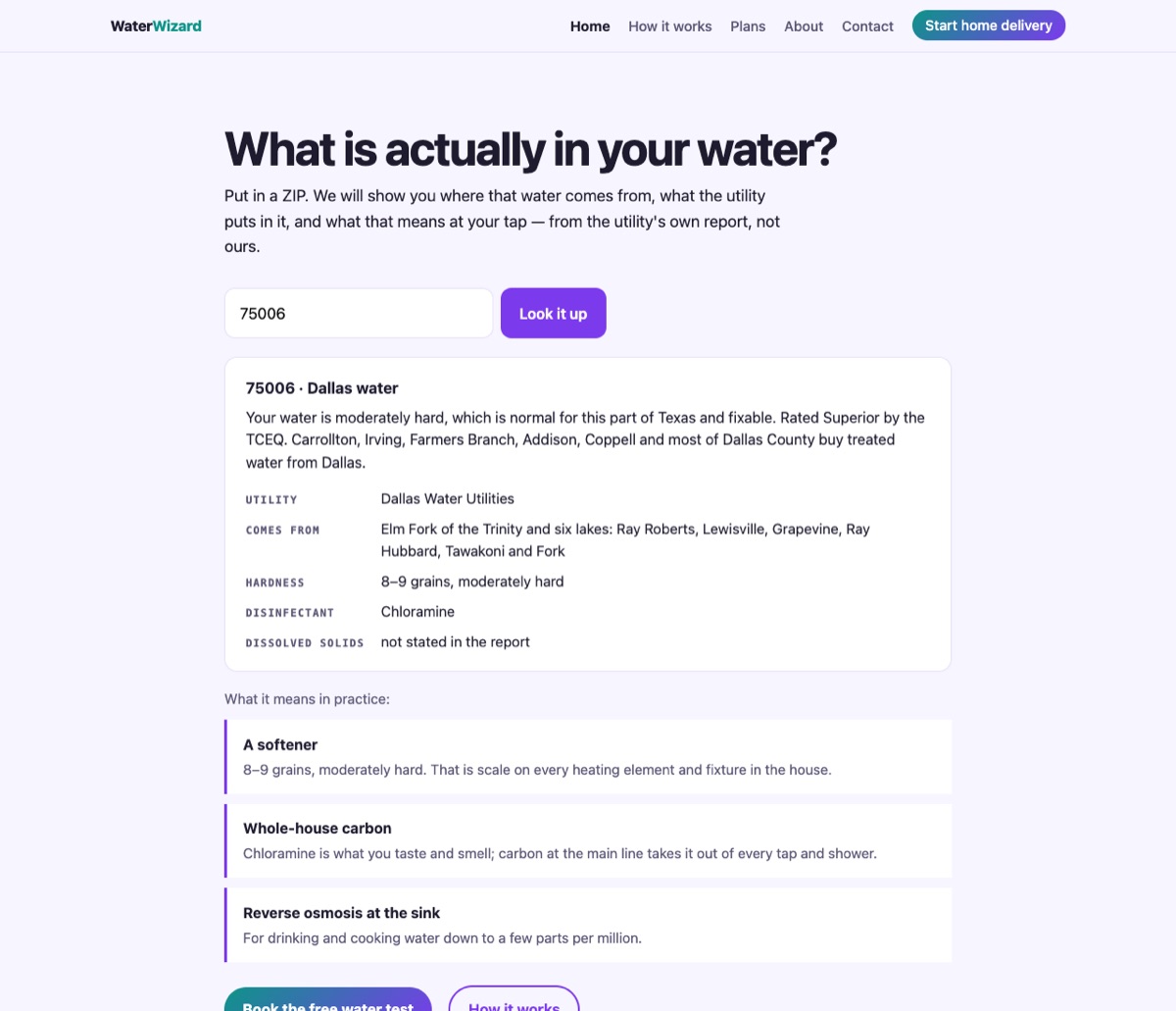 Screenshot of Water Wizard — the funnel ✻