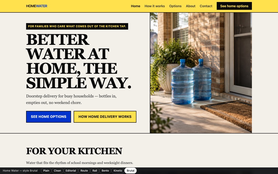 Screenshot of Home Water — Brutal