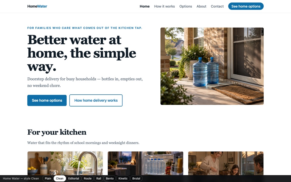 Screenshot of Home Water — Clean