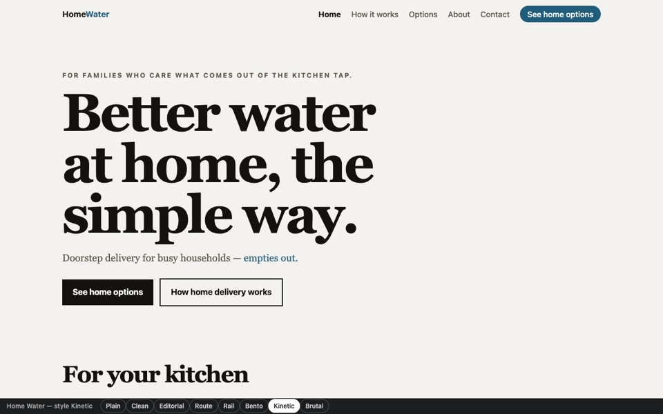 Screenshot of Home Water — Kinetic