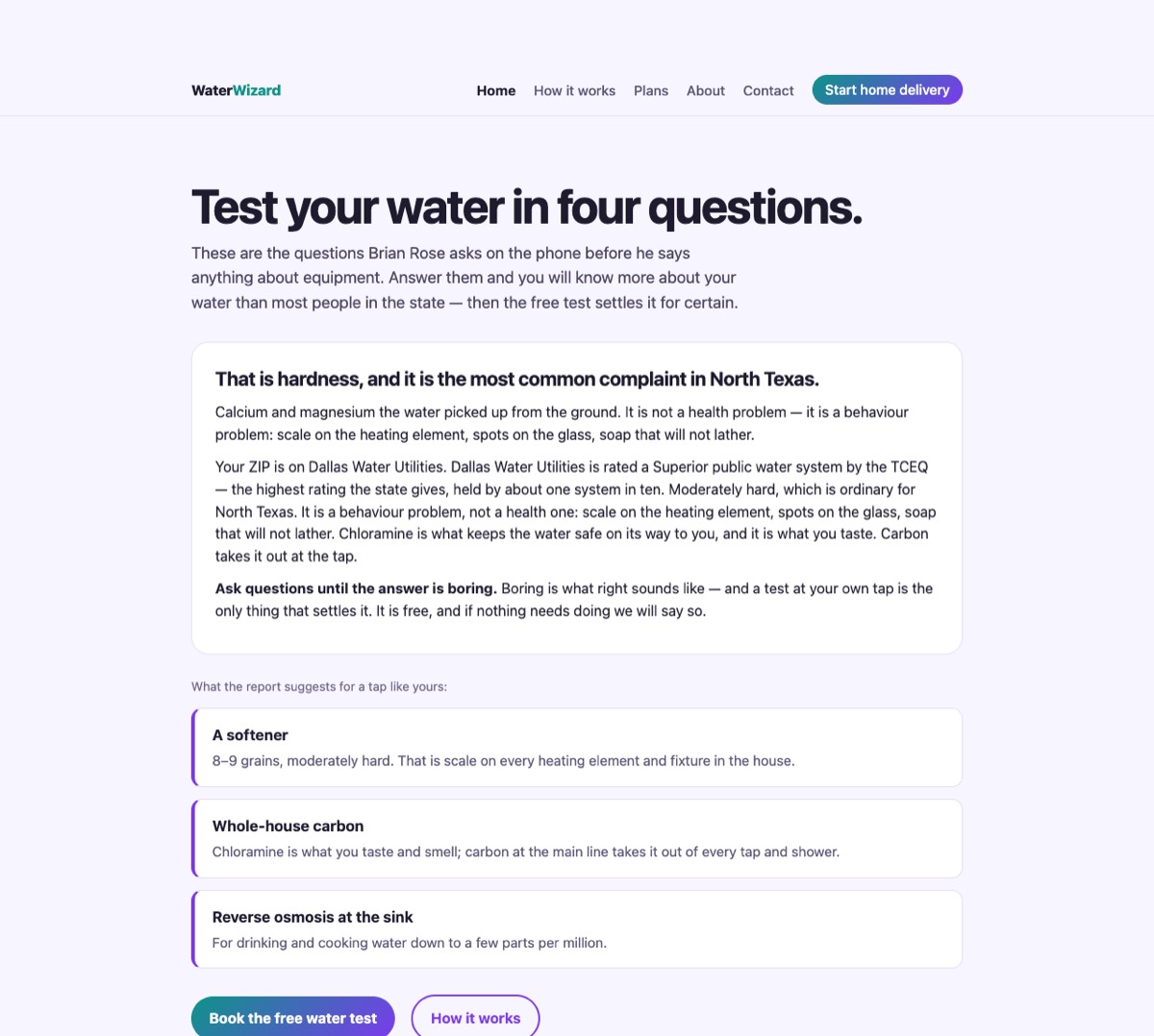 Screenshot of Water Wizard — test your water ✻